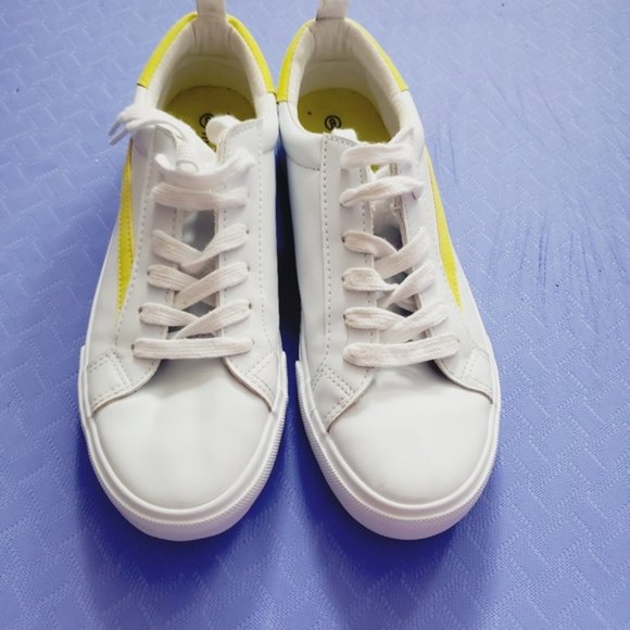 White and Yellow striped Sneakers - Picture 6 of 10